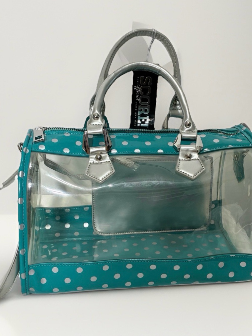 SCORE game day bag college stadium clear NOS turquoise silver NWT